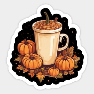 Fall Coffee, Halloween Pumpkin Latte Drink Cup, Autumn Spice Sticker